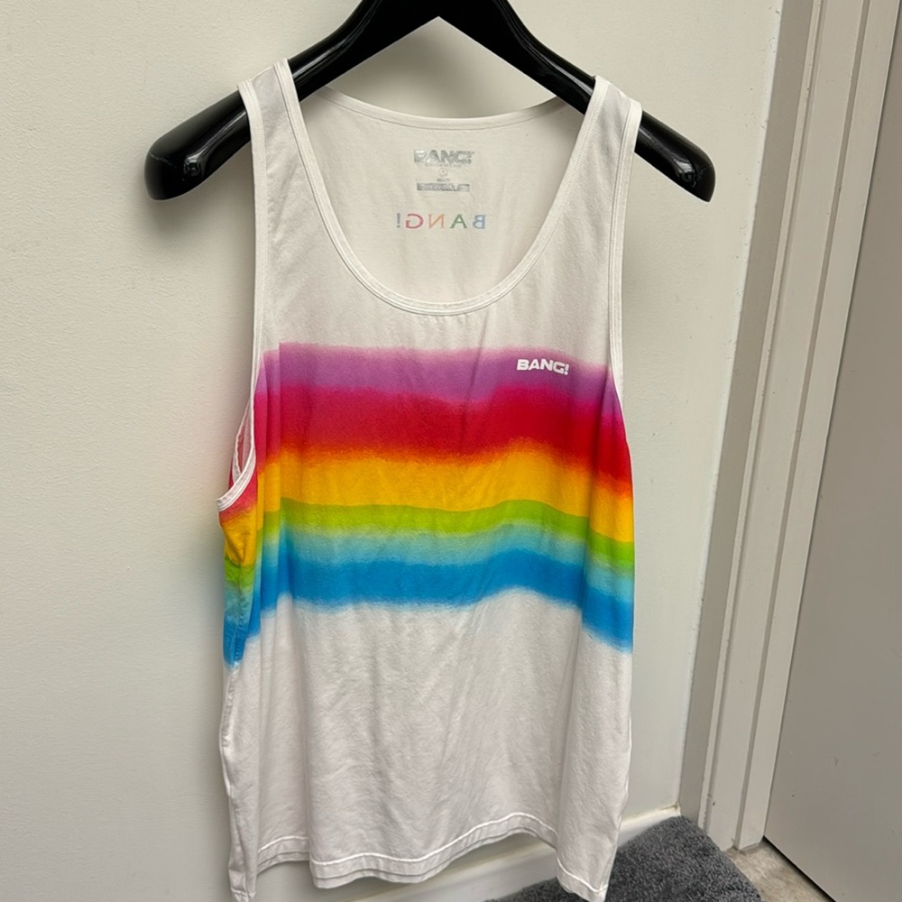 Bang white Rainbow tank top XXL fitted new